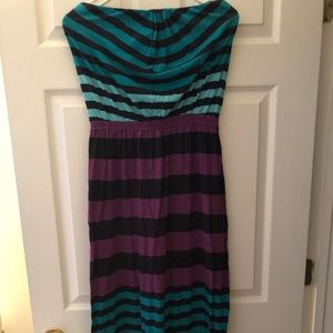 Express strapless striped maxi dress